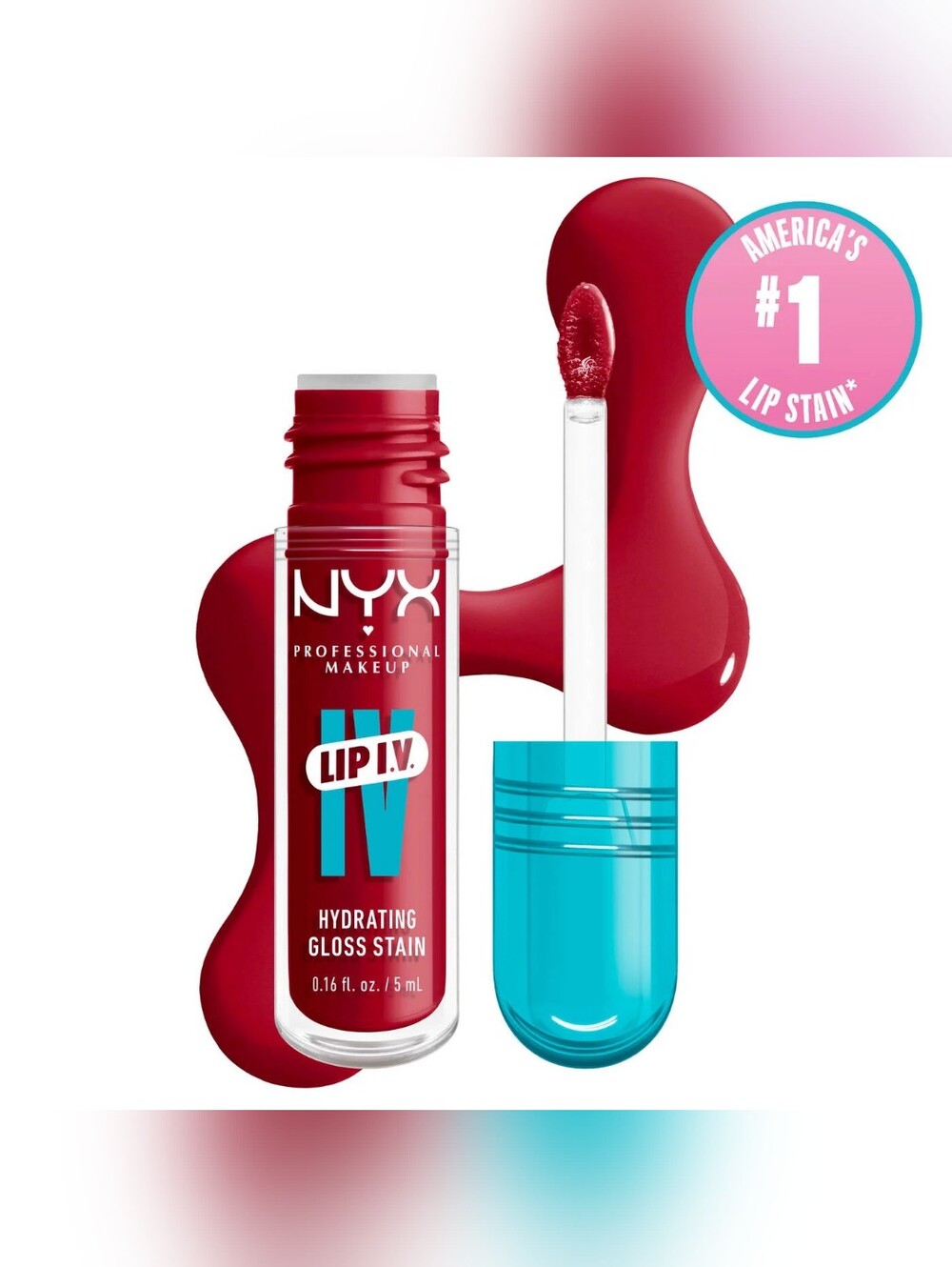 NYX Lip I.V. Hydrating Gloss Serum - Teal Cap (Red-y, Set, Wet!) Candy RED